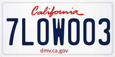 CA license plate 7LOW003