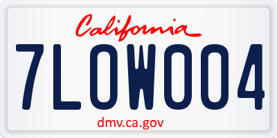 CA license plate 7LOW004