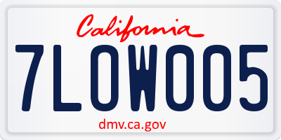 CA license plate 7LOW005