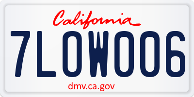 CA license plate 7LOW006