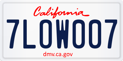 CA license plate 7LOW007
