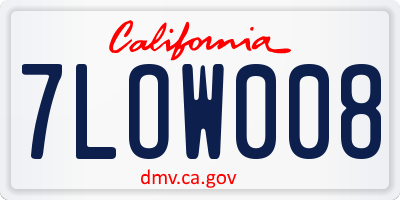 CA license plate 7LOW008
