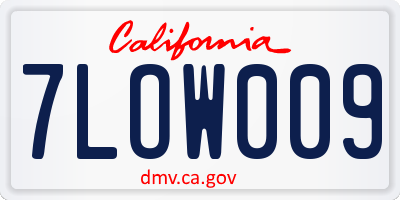 CA license plate 7LOW009