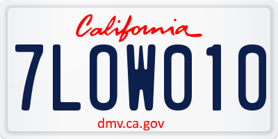 CA license plate 7LOW010