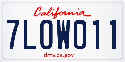 CA license plate 7LOW011