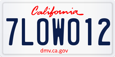 CA license plate 7LOW012