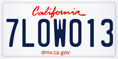 CA license plate 7LOW013