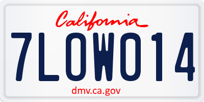 CA license plate 7LOW014