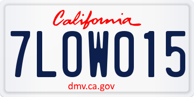 CA license plate 7LOW015