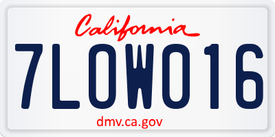CA license plate 7LOW016