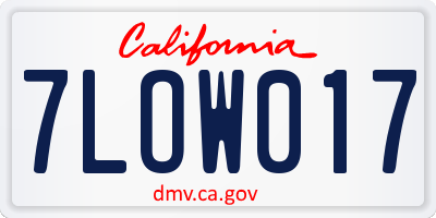 CA license plate 7LOW017
