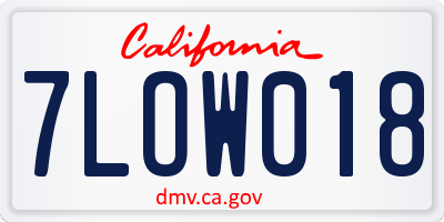 CA license plate 7LOW018