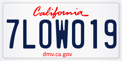 CA license plate 7LOW019
