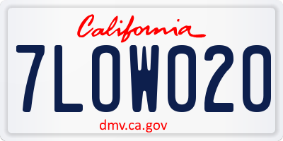 CA license plate 7LOW020