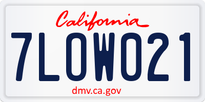 CA license plate 7LOW021