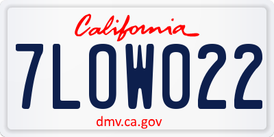 CA license plate 7LOW022
