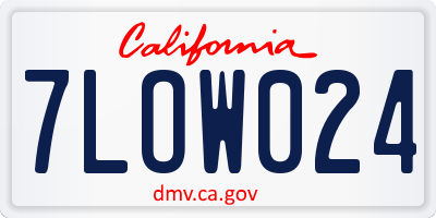CA license plate 7LOW024