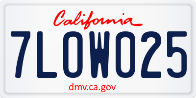 CA license plate 7LOW025