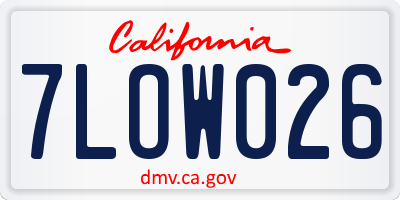 CA license plate 7LOW026