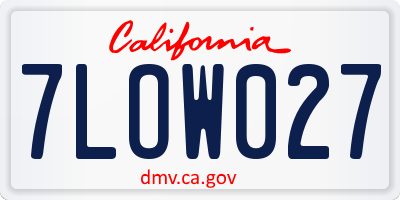 CA license plate 7LOW027