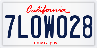 CA license plate 7LOW028