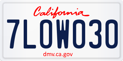 CA license plate 7LOW030