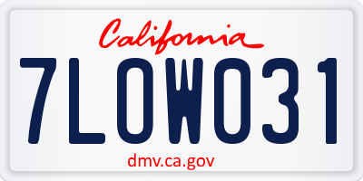 CA license plate 7LOW031