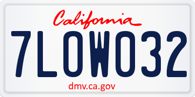 CA license plate 7LOW032