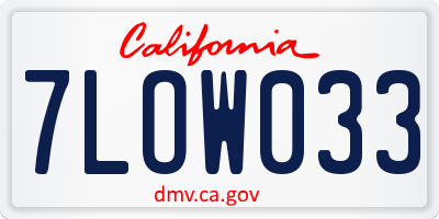 CA license plate 7LOW033