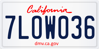CA license plate 7LOW036