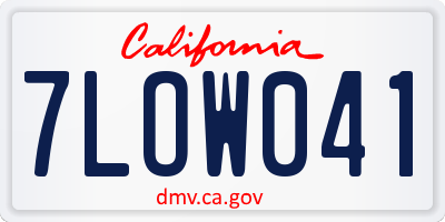 CA license plate 7LOW041