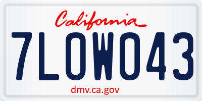 CA license plate 7LOW043
