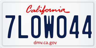 CA license plate 7LOW044