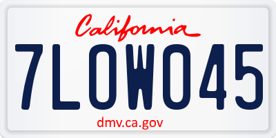 CA license plate 7LOW045