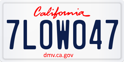 CA license plate 7LOW047