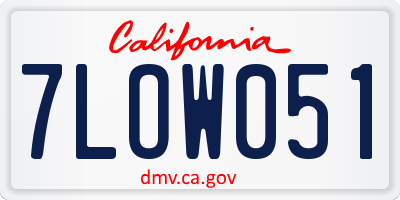 CA license plate 7LOW051