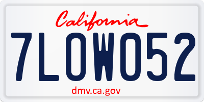 CA license plate 7LOW052