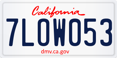 CA license plate 7LOW053