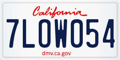 CA license plate 7LOW054