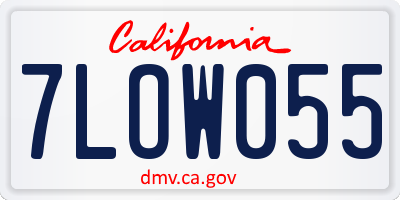 CA license plate 7LOW055