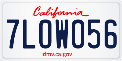 CA license plate 7LOW056
