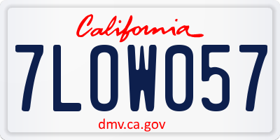 CA license plate 7LOW057