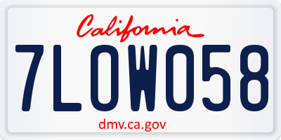 CA license plate 7LOW058