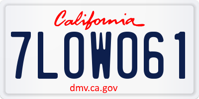 CA license plate 7LOW061