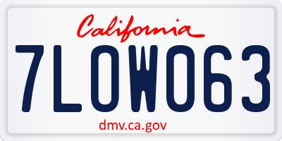 CA license plate 7LOW063