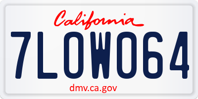CA license plate 7LOW064