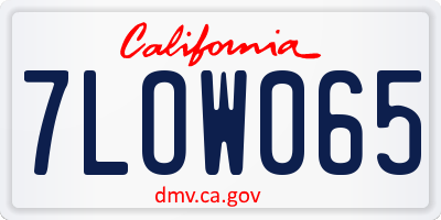 CA license plate 7LOW065