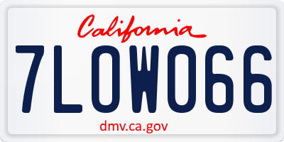 CA license plate 7LOW066