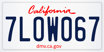 CA license plate 7LOW067