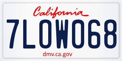 CA license plate 7LOW068